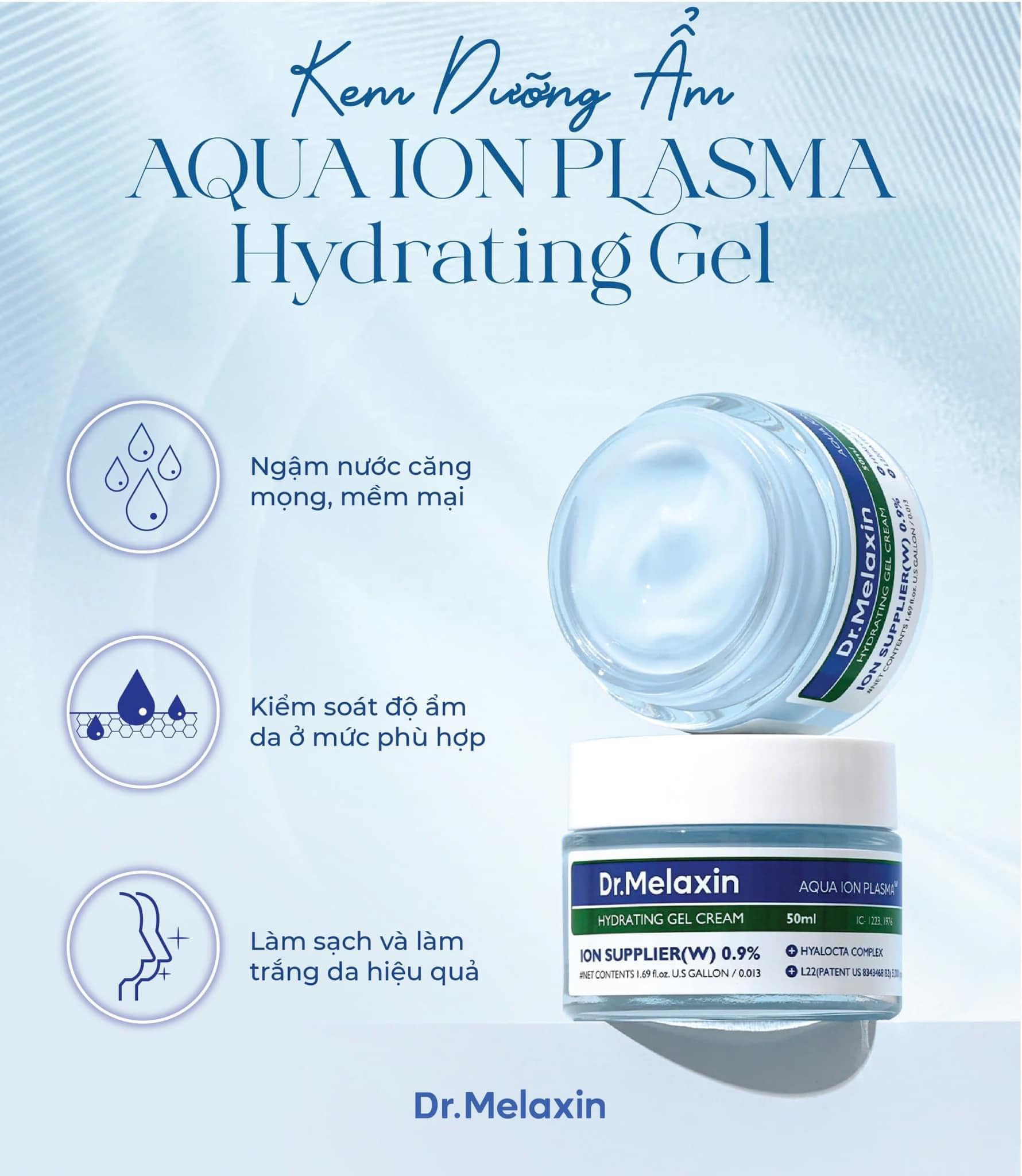 Kem Dưỡng Ẩm Dr Melaxin Aqua Ion Plasma Hydrating Gel Cream 50ml