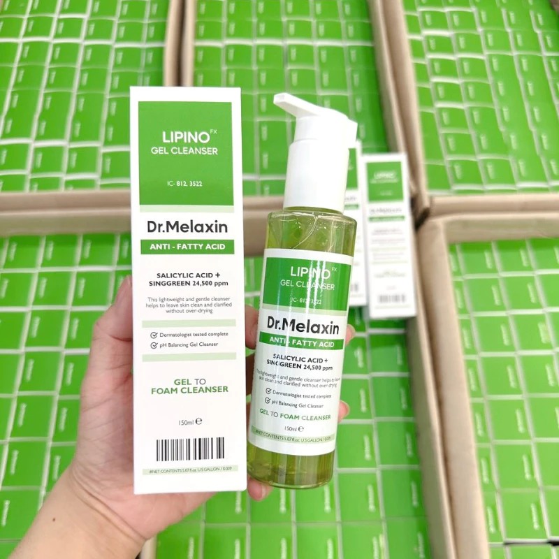 Sữa Rửa Mặt Lipino Gel Cleaner Anti fatty acid Ngăn Ngừa Mụn 150ml